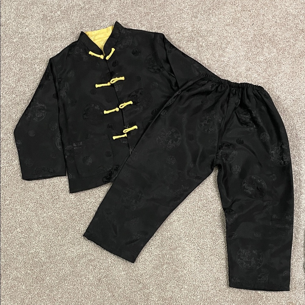 Black Traditional Outfit with Yellow Accents
